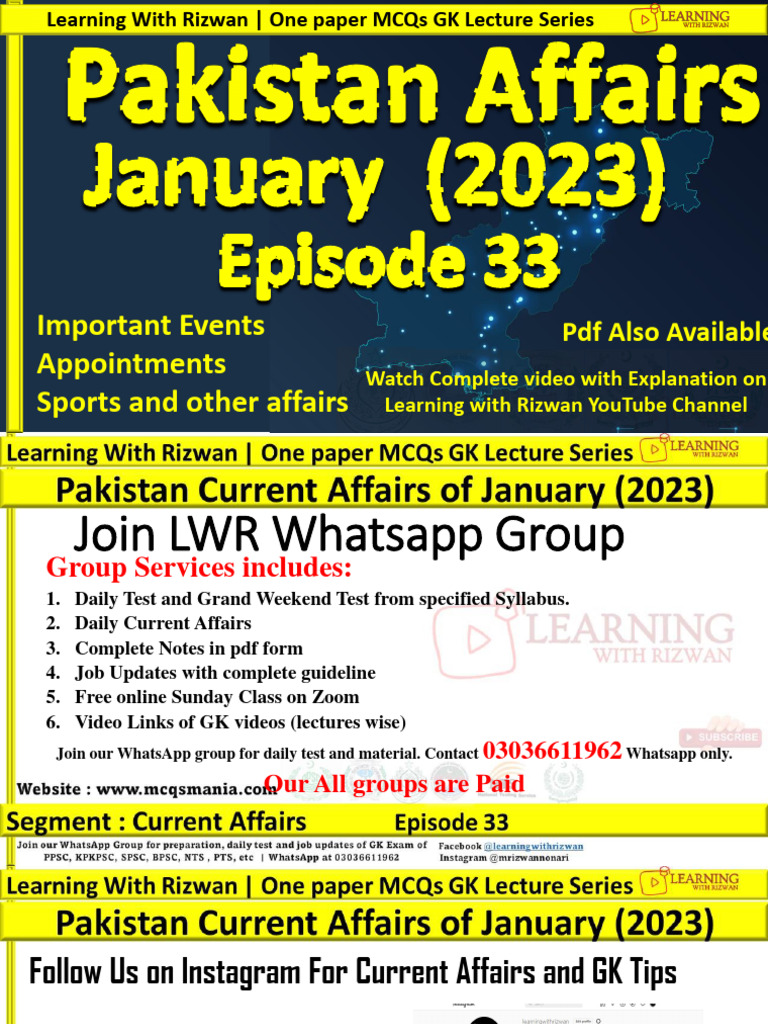 January Pakistan Current Affairs Episode 33 | PDF | Parliament Of ...