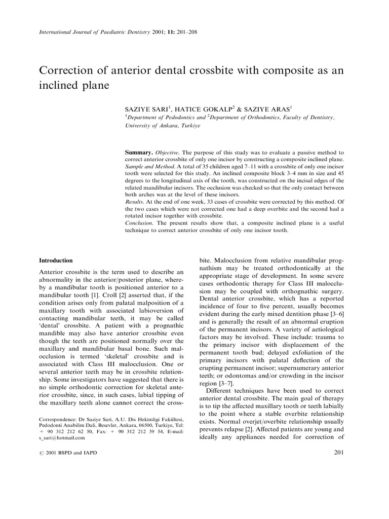 Correction of Anterior Dental Crossbite With Composite As An Inclined ...