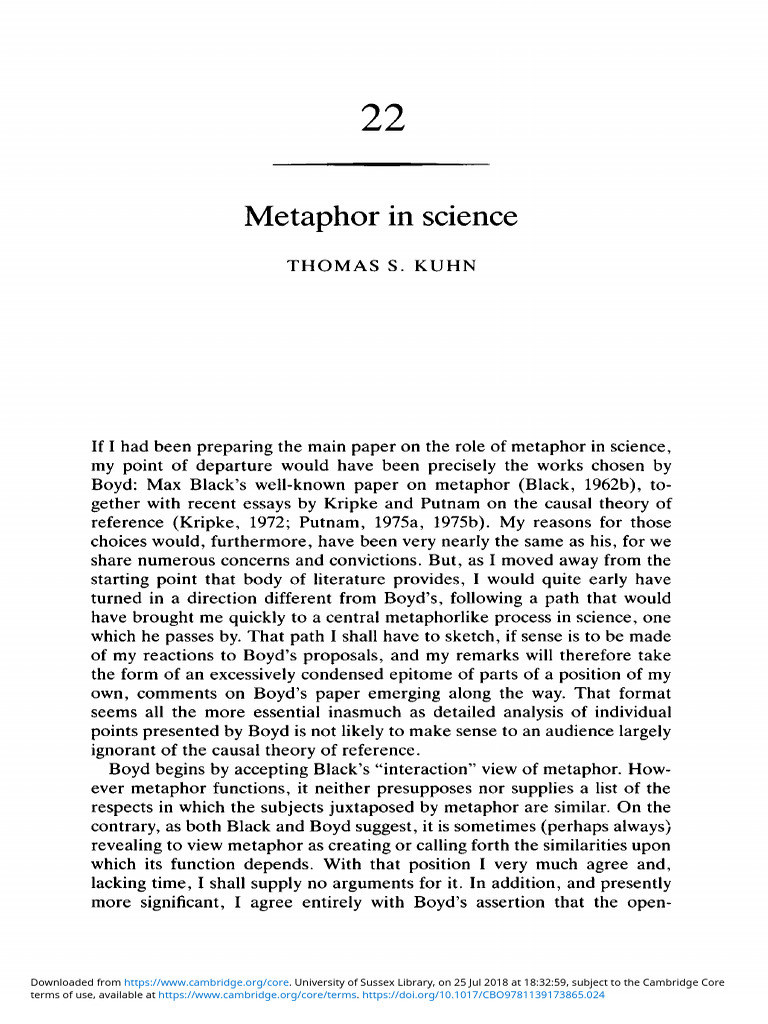 Metaphor in Science | PDF | Theory | Science