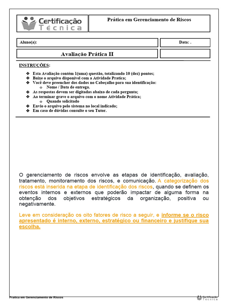 Prática de Gerenciamento de Riscos | PDF | Carreira e Crescimento