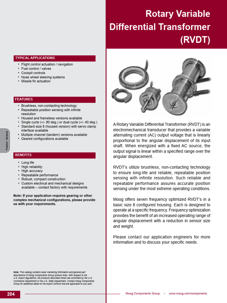 RVDT Overview and Specifications | PDF | Equipment | Electrical Engineering