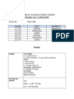 Pt-1 Time Table (Grade 9)