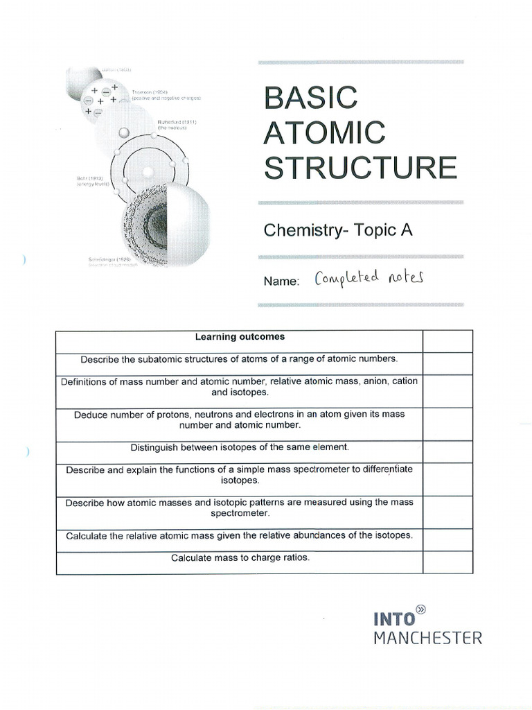 Complete Notes On Atomic Structure | PDF