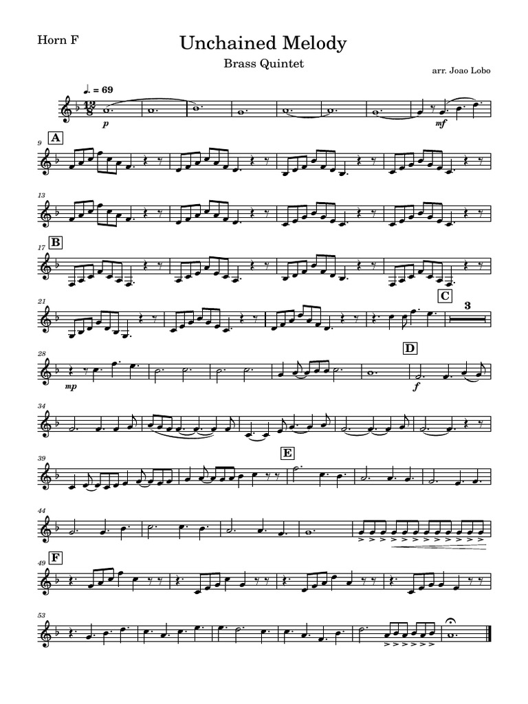 Unchained Melody - Horn F | PDF | Brass Instruments | Aerophones