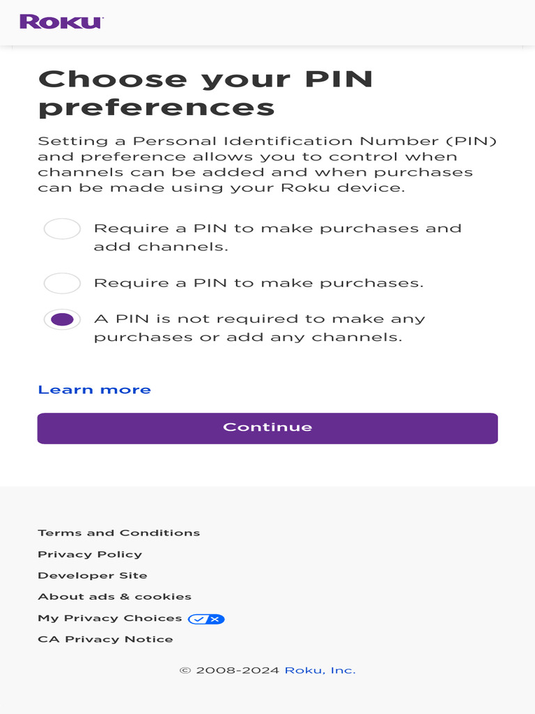 Roku PIN Setup and Preferences Guide | PDF