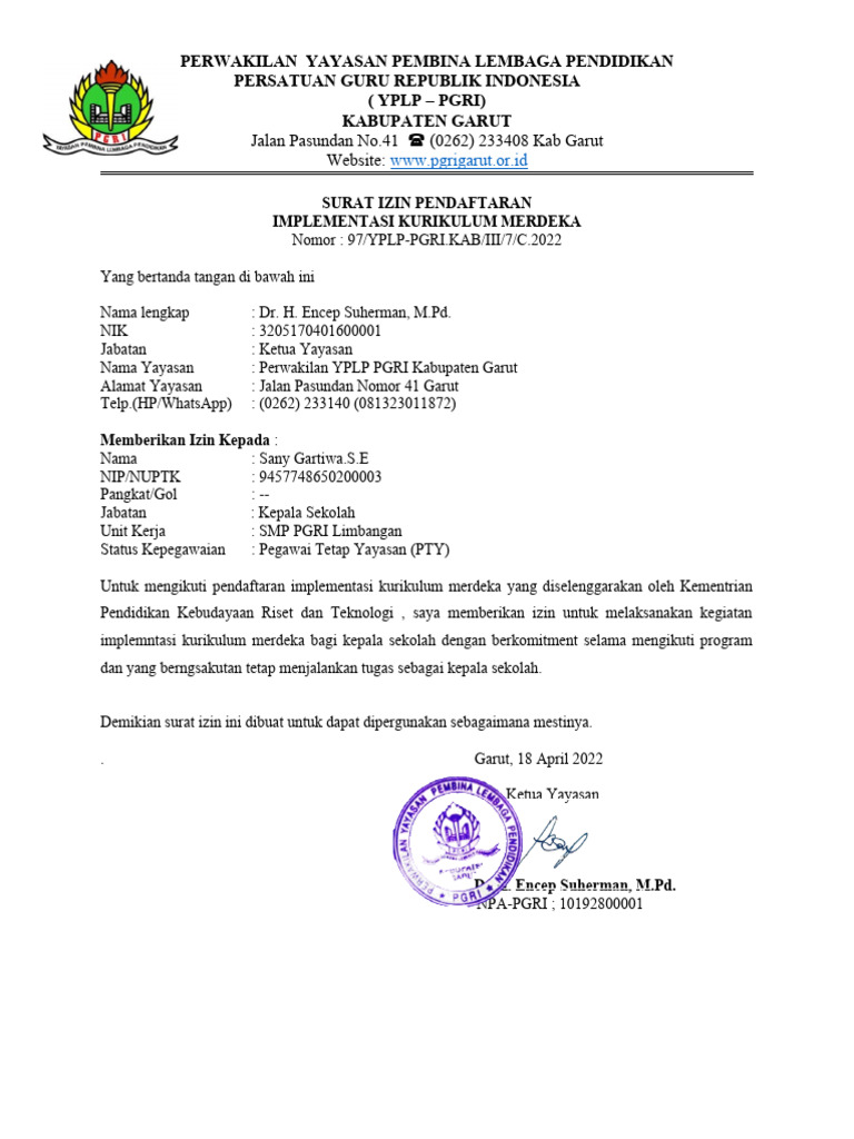 Surat Izin Implementasi Kurikulum Merdeka Pdf - vrogue.co