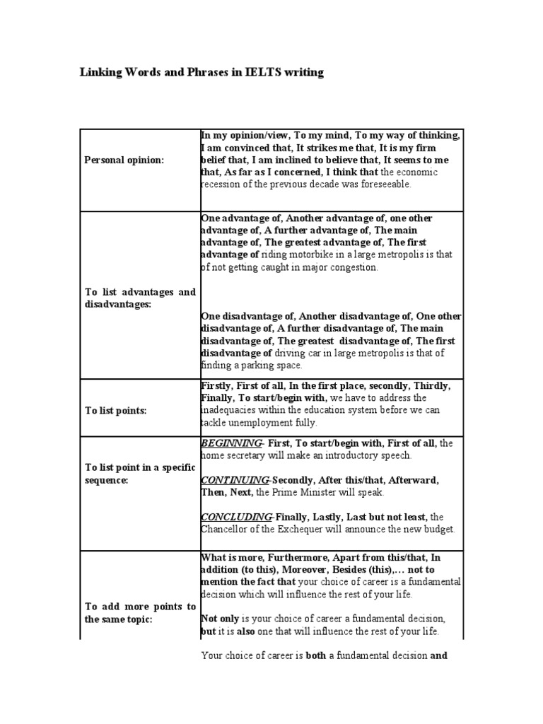 IELTS Linking Words Guide | PDF