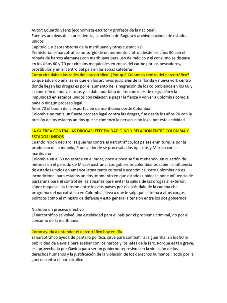 Historia del narcotráfico en Colombia | PDF | Comercio ilegal de drogas ...