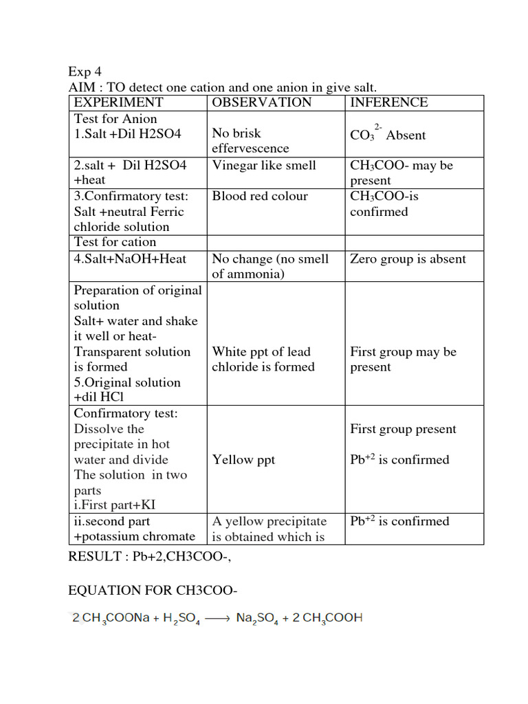Experiment 4 Lead Acetate PDF