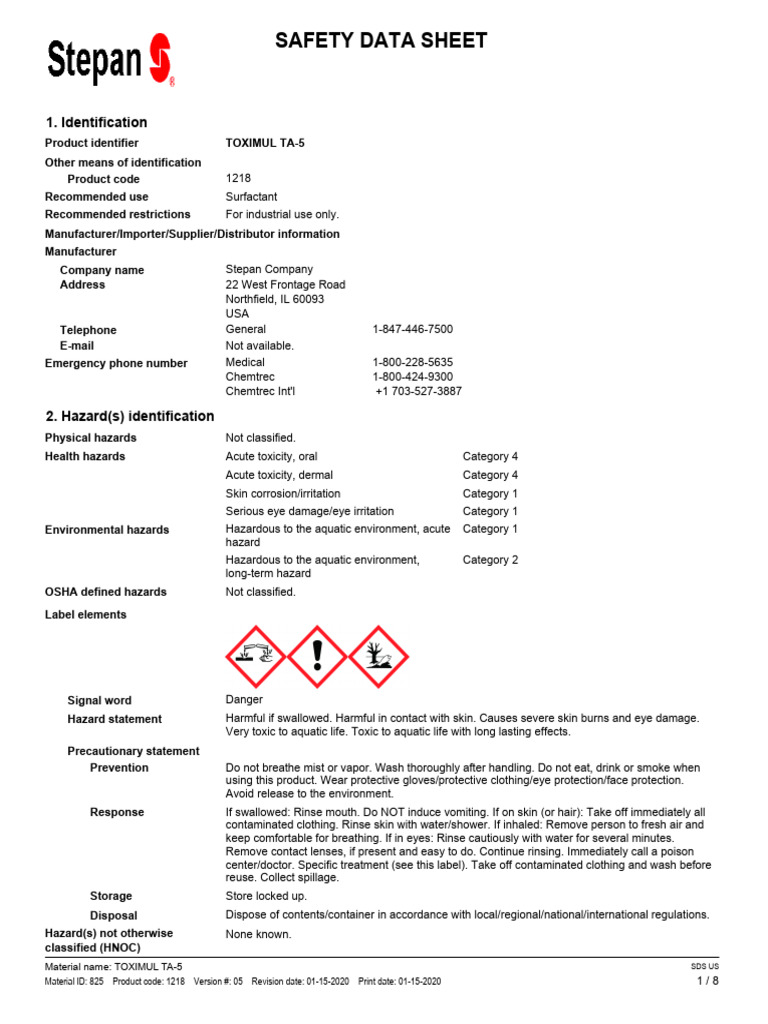 Safety data sheet 1 identification pdf firefighting toxicity