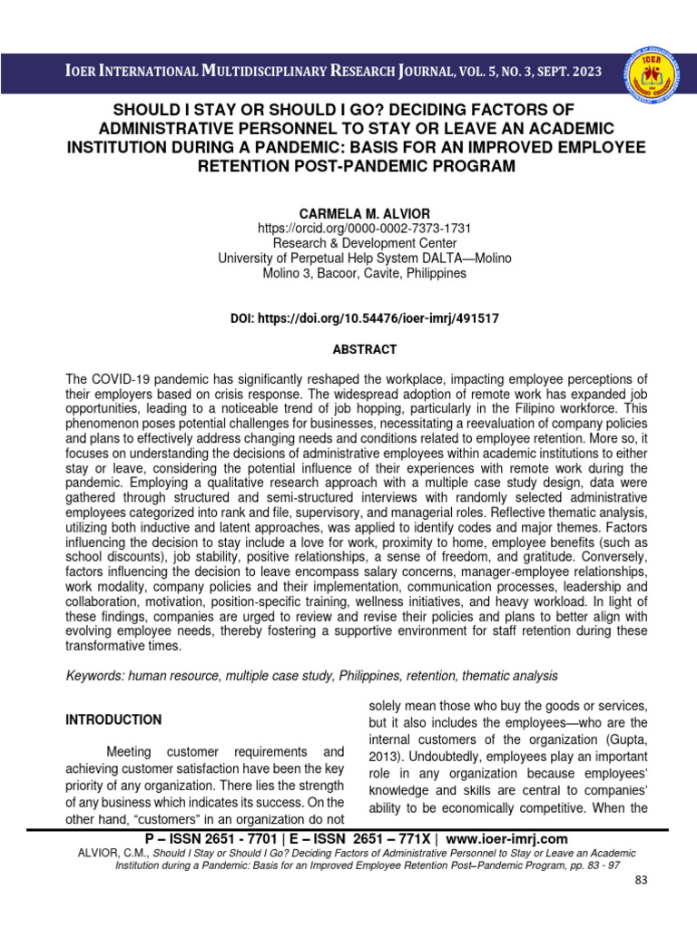 Should I Stay or Should I Go? Deciding Factors of Administrative ...