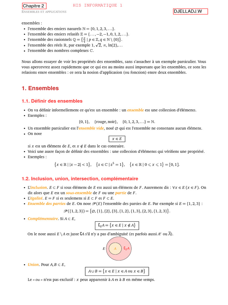 Applications : injectivité, surjectivité, bijectivité | PDF | Ensemble ...