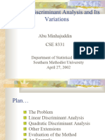 Linear Discriminant Analysis and Its Variations: Abu Minhajuddin CSE 8331