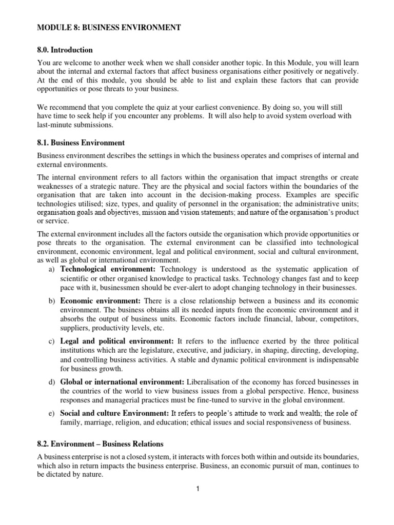 Business Environment Analysis Overview | PDF | Swot Analysis | Business