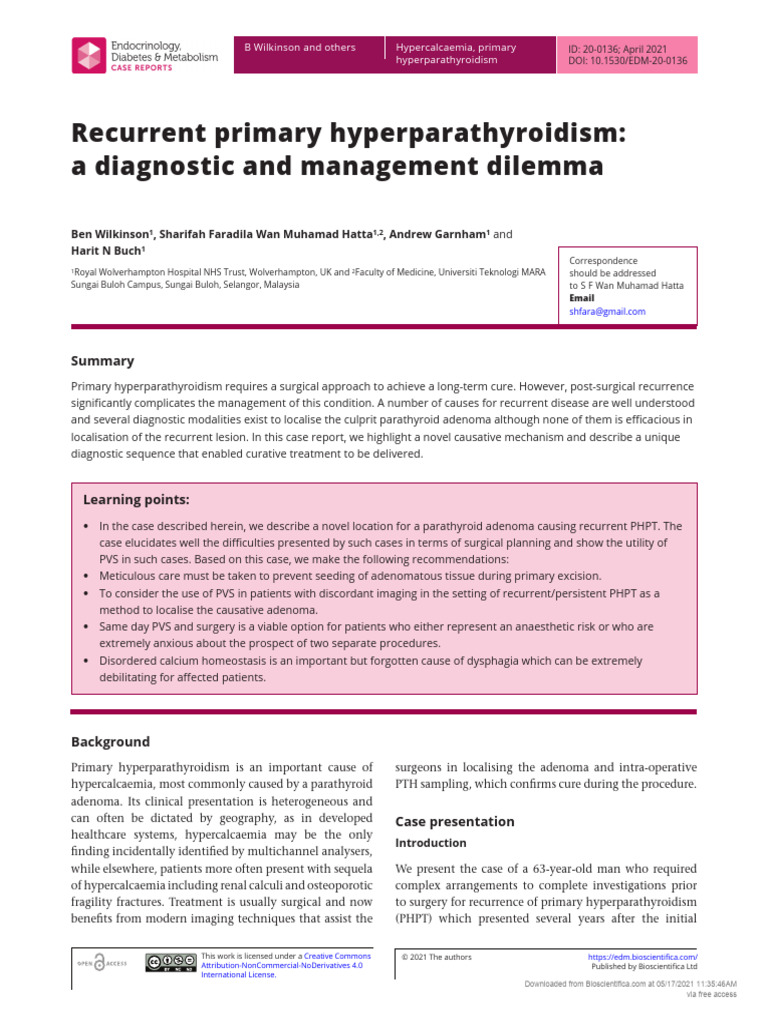 CLINICAL CASE 8 Endocrinology, Diabetes & Metabolism Case Reports