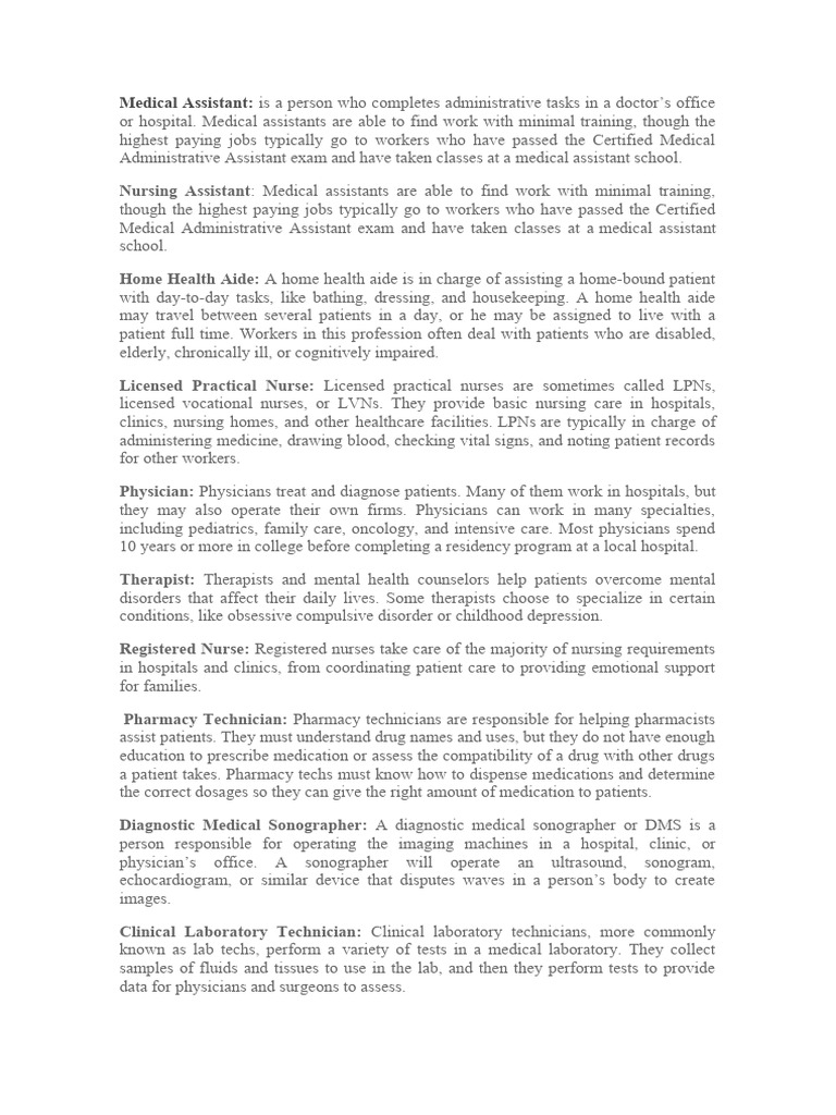 Medical Assistant | PDF | Nursing | Medicine