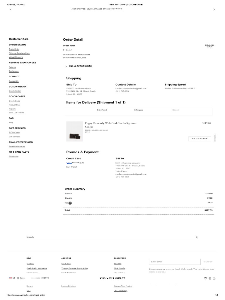 Track Your Order - COACH® Outlet | PDF | Economies | Business