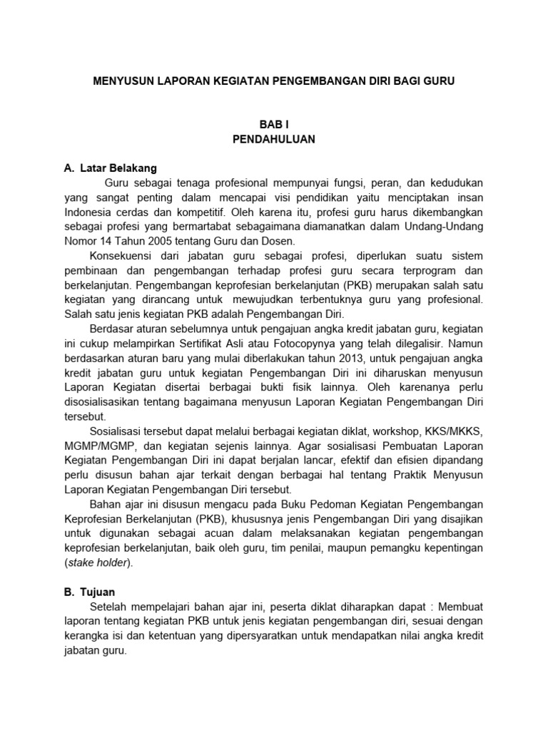 Laporan Kegiatan Pengembangan Diri Guru | PDF | Karier & Perkembangan