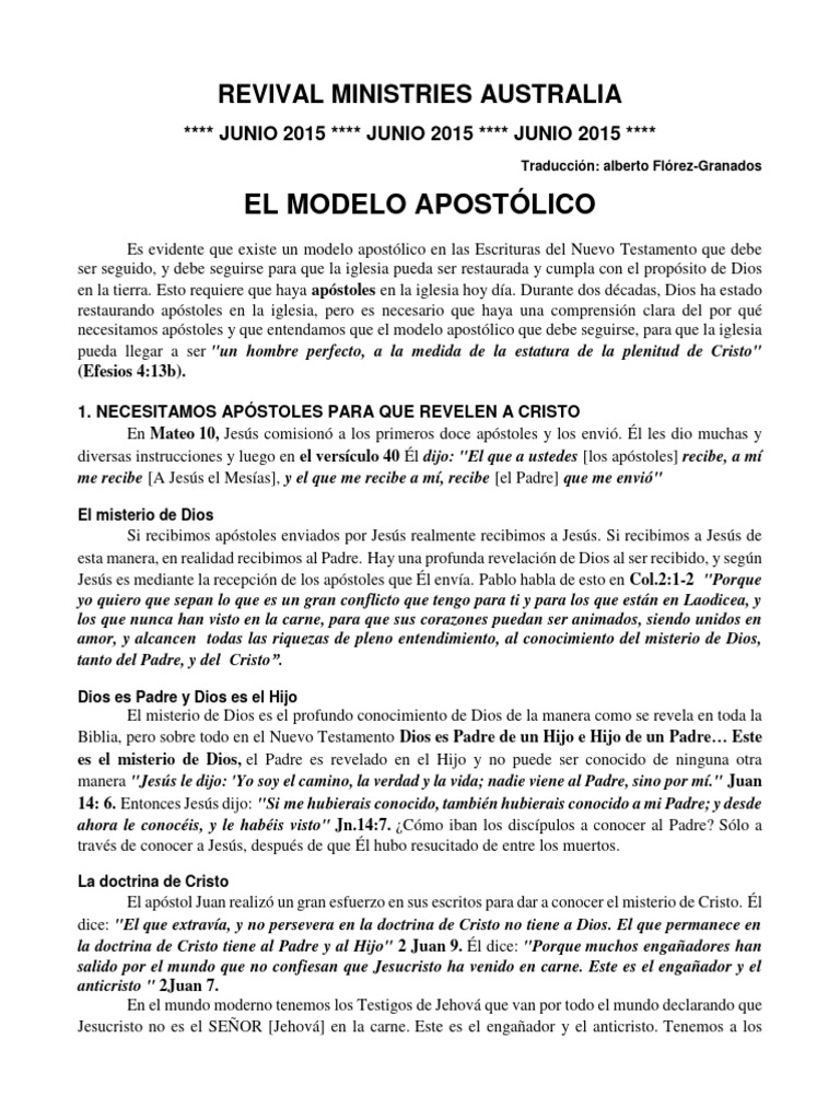 Necesidad del Modelo Apostólico en la Iglesia | PDF | Apóstol | Cristo ...