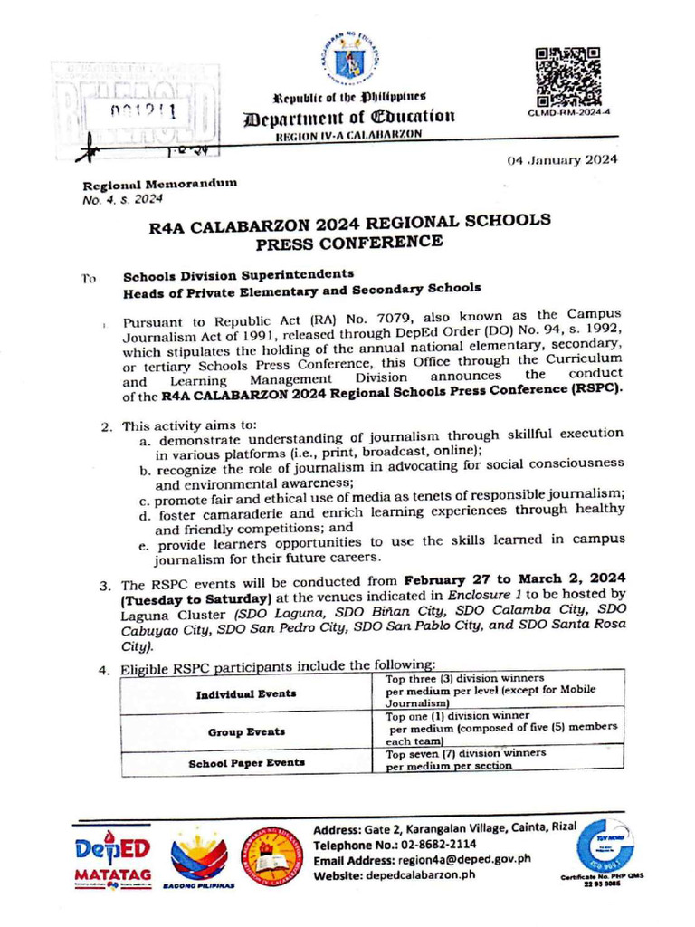 Rm R4a Calabarzon 2024 Rspc Signed Pdf Human Communication Computing