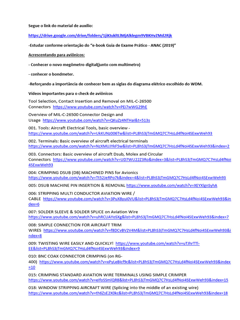 Sugestão para o Check Da ANAC CHT MMA | PDF