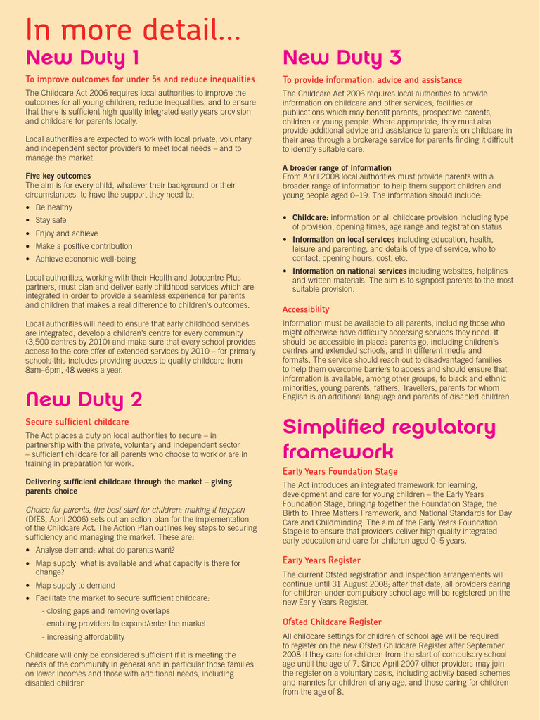 Childcare Act 2006 In Early Years Settings