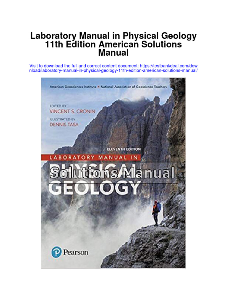 Laboratory Manual in Physical Geology 11Th Edition American Solutions