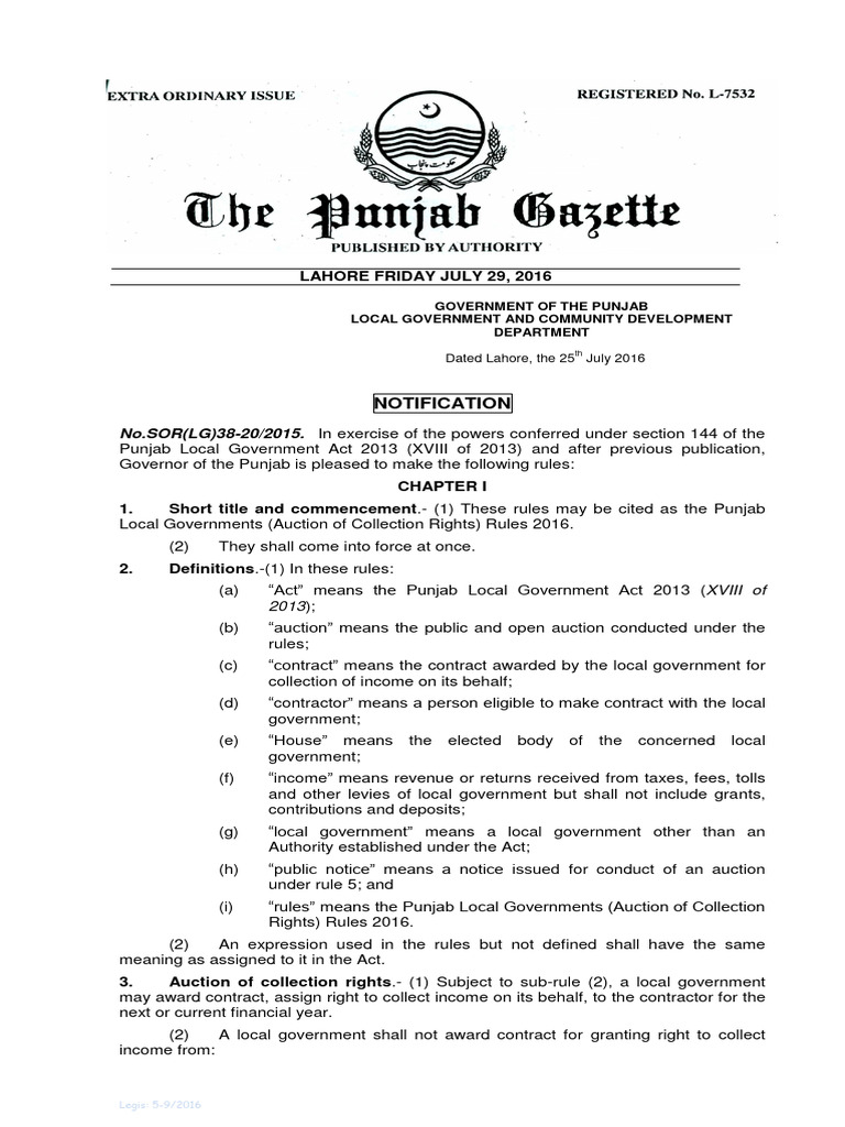 punjab-local-governments-auctioning-of-collection-rights-rules-2016