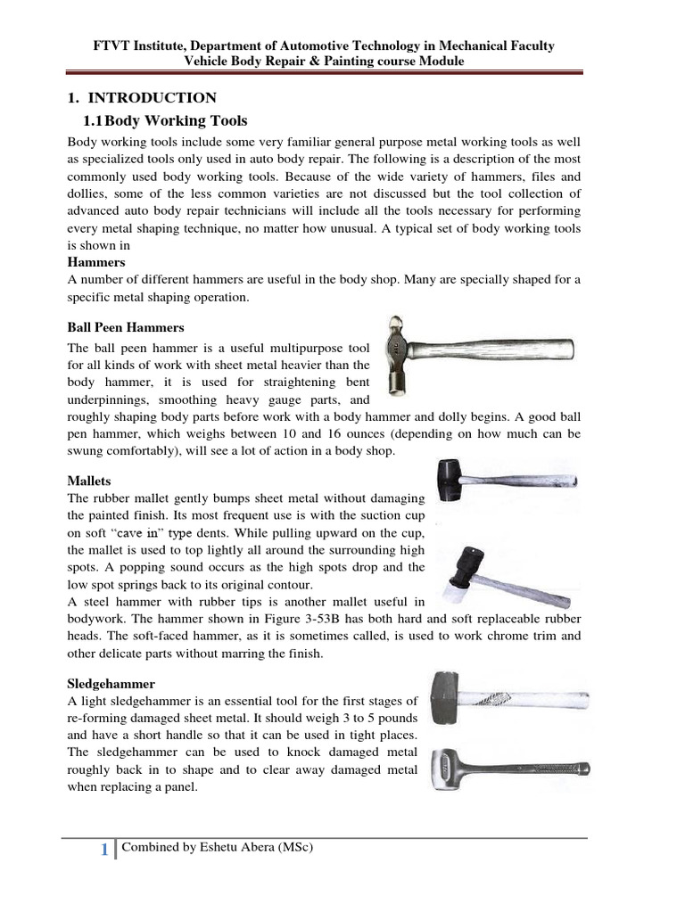 Auto Body Repair Tools Overview | PDF | Rivet | Traffic Collision