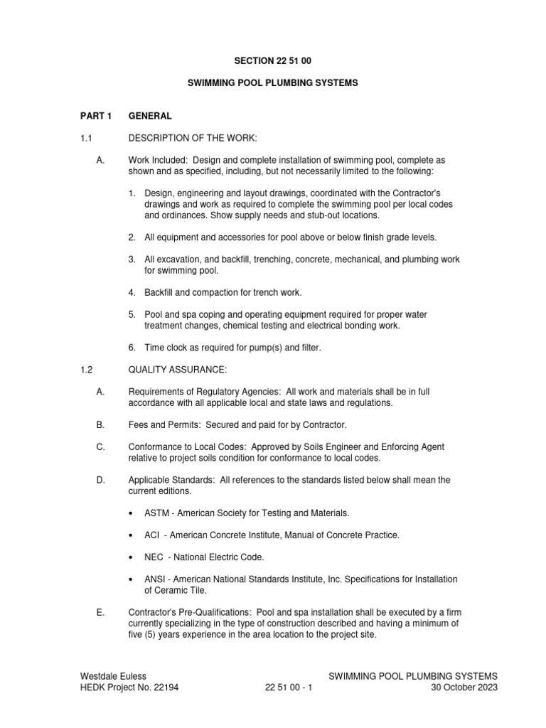 Swimming Pool Plumbing System Design | PDF | Pipe (Fluid Conveyance ...