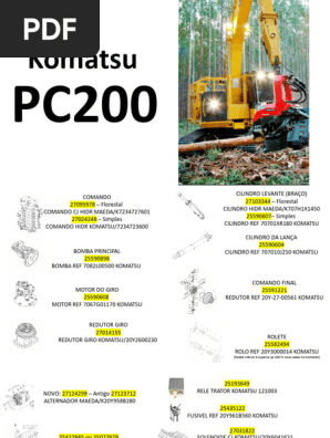 KOMATSU PC200 PC220 部品明細書 パーツカタログ Catálogo de Peças Komatsu PC200 | PDF | Peças de veículos