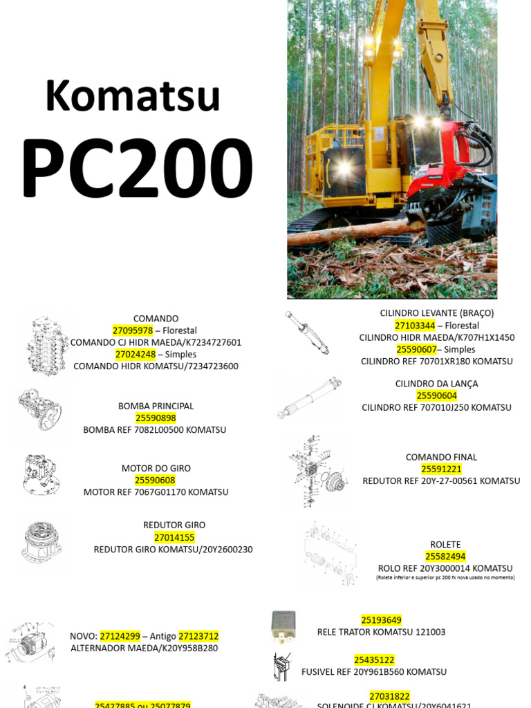 Catálogo de Peças Komatsu PC200 | PDF | Peças de veículos