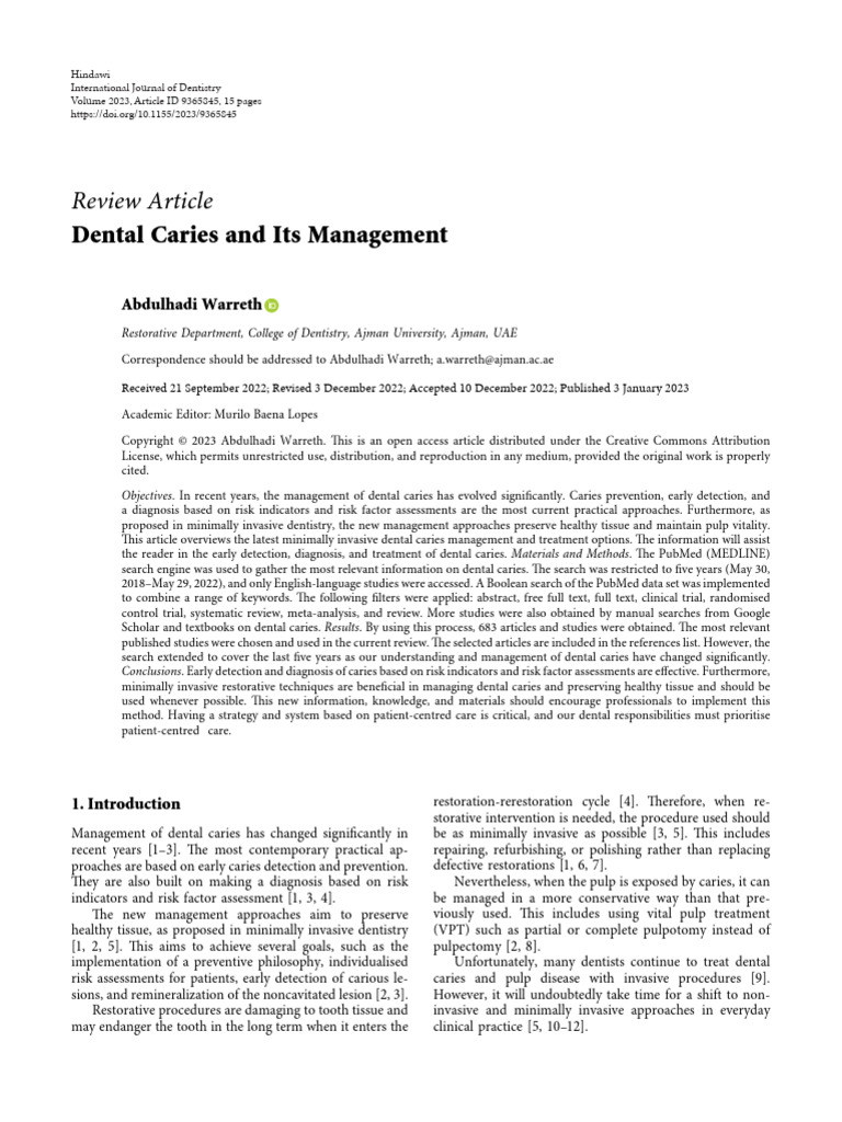 Dental Caries and Its Management | PDF | Dentin | Tooth Enamel