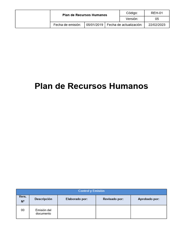 REH-01 - Plan de Recursos Humanos - V05 | PDF | Gestión de recursos ...