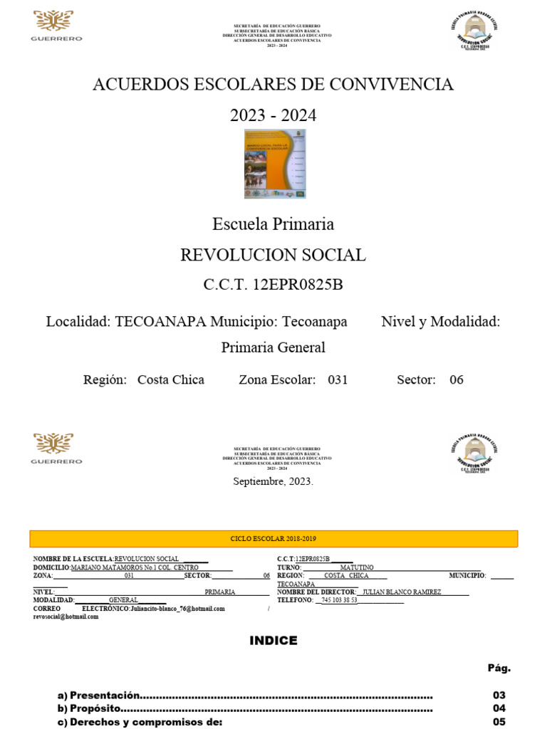 Acuerdos de Convivencia Escolar 2023-2024 | PDF | Maestros | Educación ...