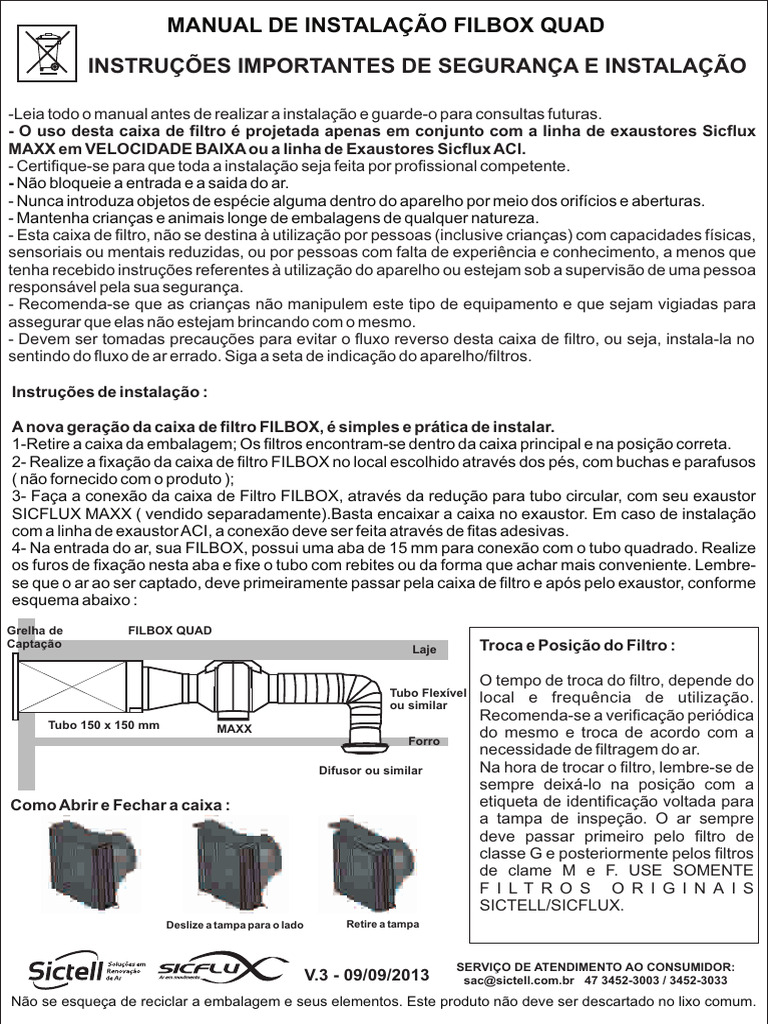 Manual de Instrucoes e Instalacao Linha FILBOX | PDF