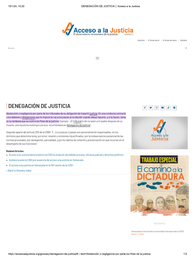 DENEGACIÓN DE JUSTICIA Acceso A La Justicia | PDF | Debido al proceso ...