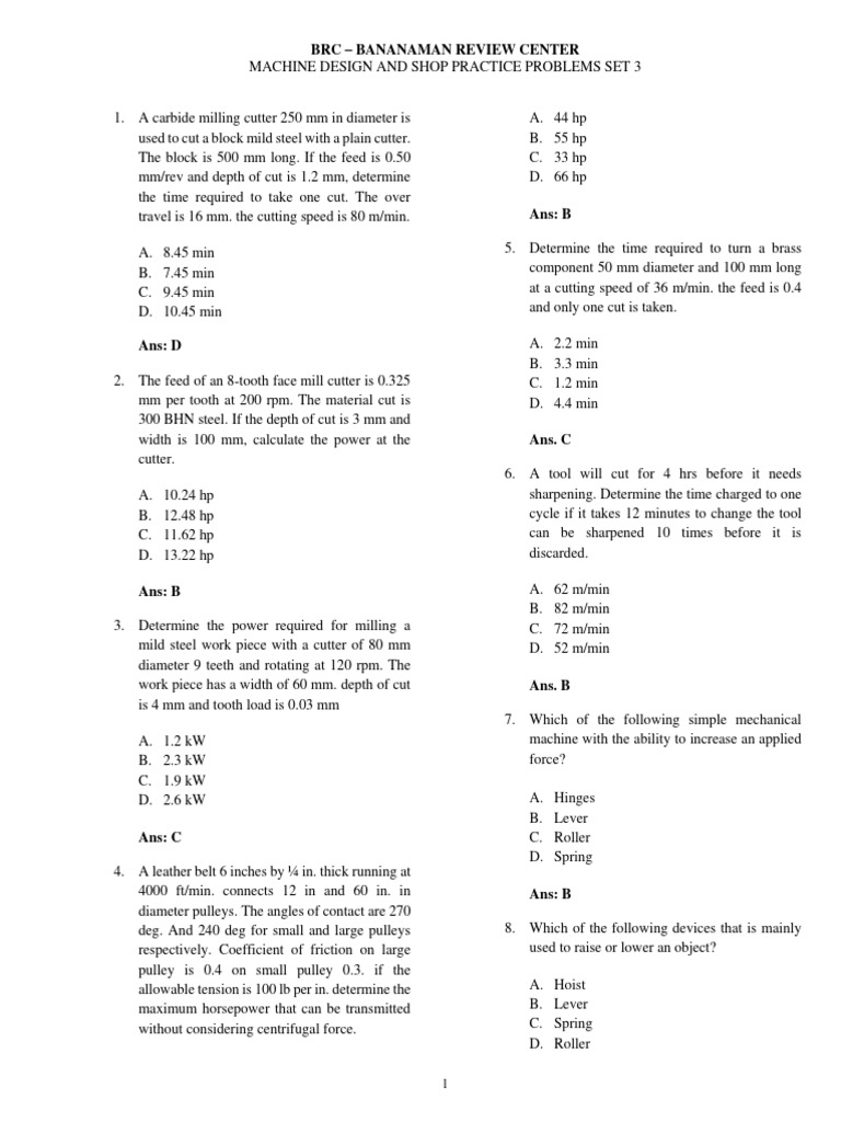 MDSP Set 3 | PDF | Strength Of Materials | Screw
