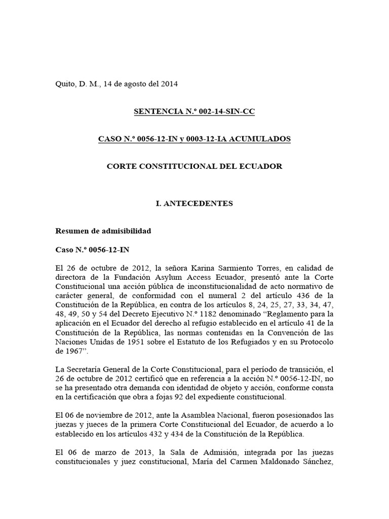 Virtual SENTENCIA 002-14-SIN-CC (0056-12-IN y 0003-12-IA Acumulados