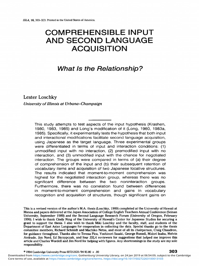 Comprehensible Input and Second Language Acquisition | PDF | Second ...
