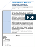 Plano ANUAL Da Área de Conhecimento de Língua Inglesa - 6 Ano 2022