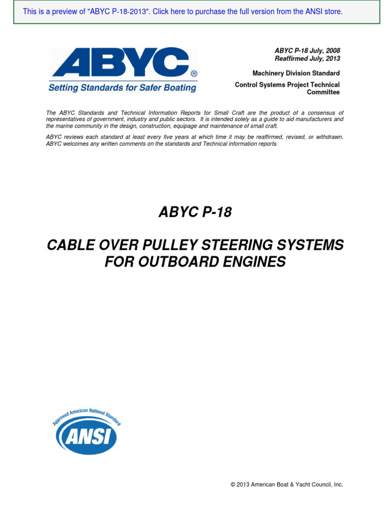 Preview ABYC+P 18 2013 | PDF | Steering | Manufactured Goods