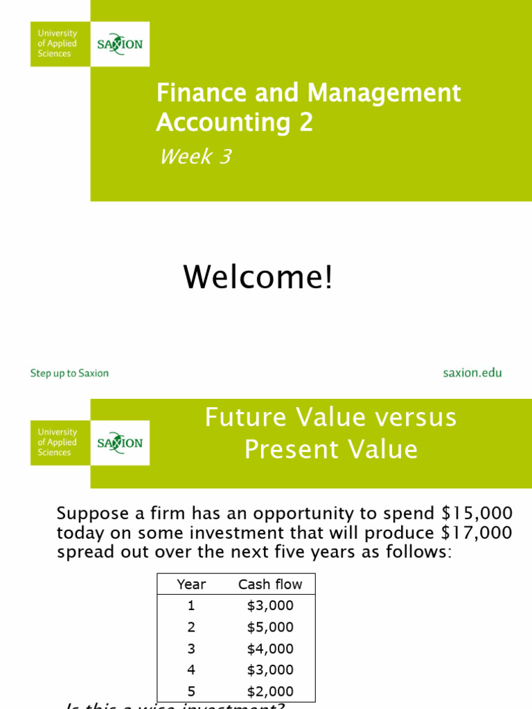 Finance and Management Accounting 2 Week 2 | PDF | Net Present Value ...