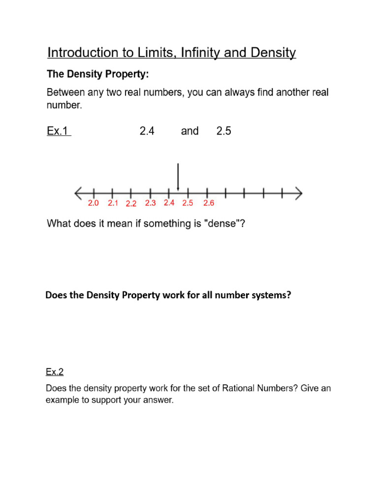 Limits, Density and Infinity - Notes | PDF