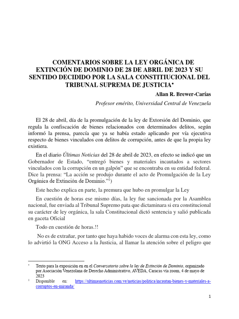 Análisis de la Ley de Extinción de Dominio | PDF | Sentencia (ley ...