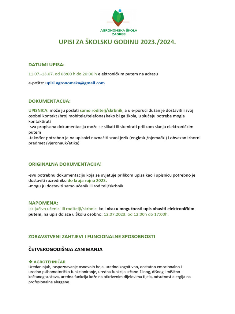 Upisi Opcenito | PDF