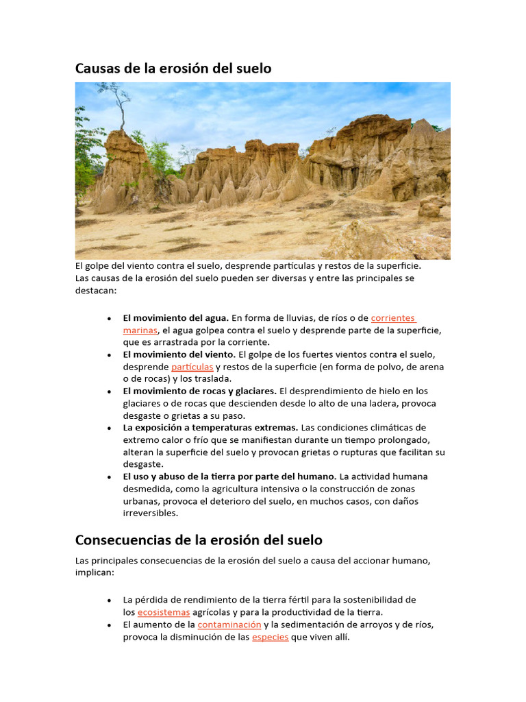 Causas y Consecuencias de la Erosión del Suelo | PDF | Deforestación ...