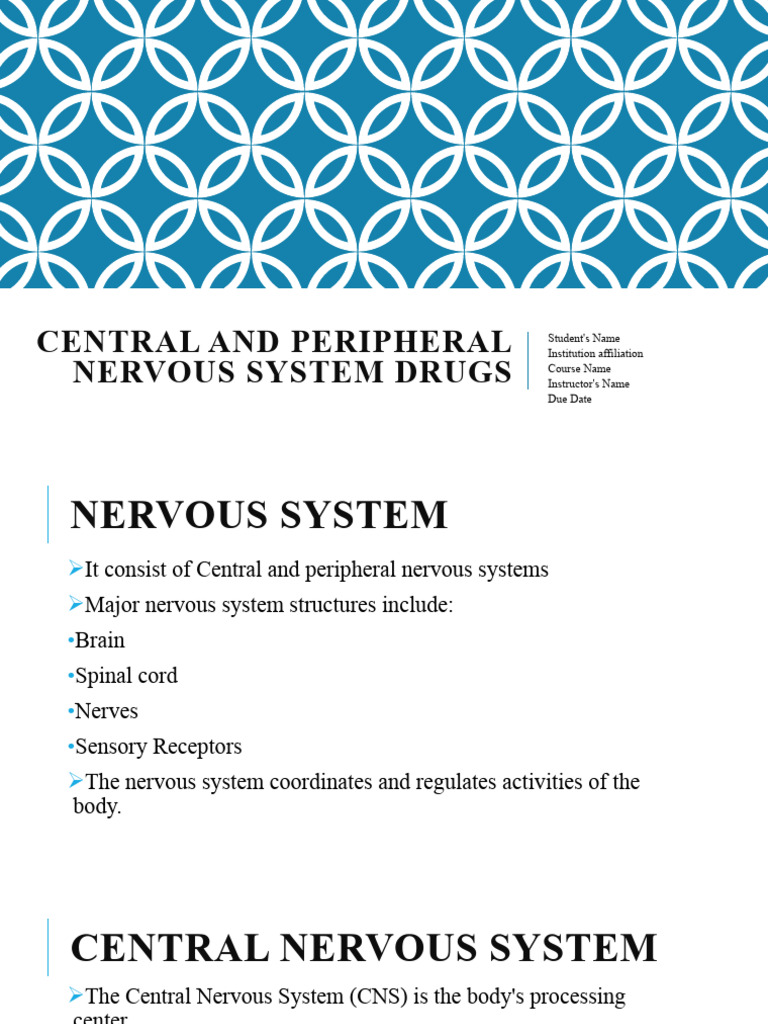 CNS and PNS Drug Overview | PDF | Nervous System | Central Nervous System