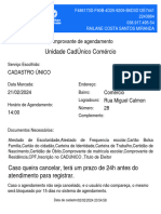 Unidade Cadúnico Comércio: Comprovante de Agendamento