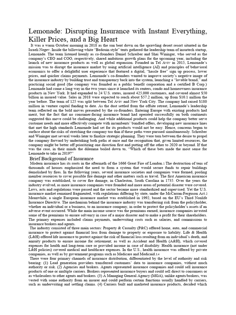 Lemonade Text PDF Insurance Underwriting